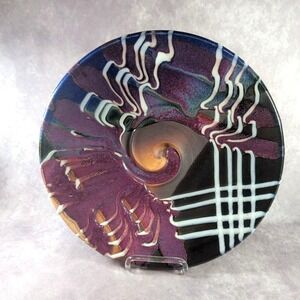 VTG Matthew Patton Signed Studio Art Pottery 13" Footed Wall Hanging Bowl 1998